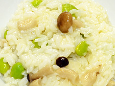 枝豆としめじのチーズリゾット