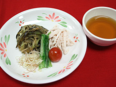 秋ナスとささみの素麺仕立て