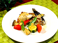 鶏と彩り野菜の塩麹焼き