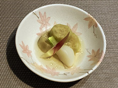茄子の翡翠煮と蕪の銀あん