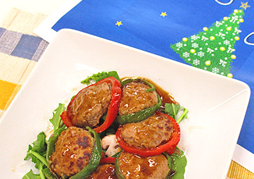 パプリカの変わり肉詰め