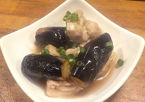 小茄子と鶏肉の炒め物